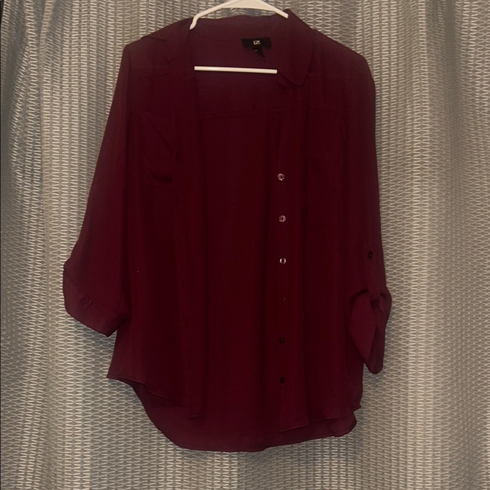 Iz Byer Red Relaxed 3/4 Sleeve Blouse